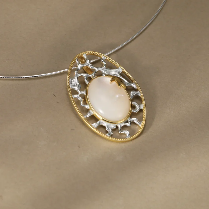 

Lotus Fun из настоящего стерлингового серебра 925 пробы, натуральный перламутр, загадочный океан, кулон без ожерелья для женщин