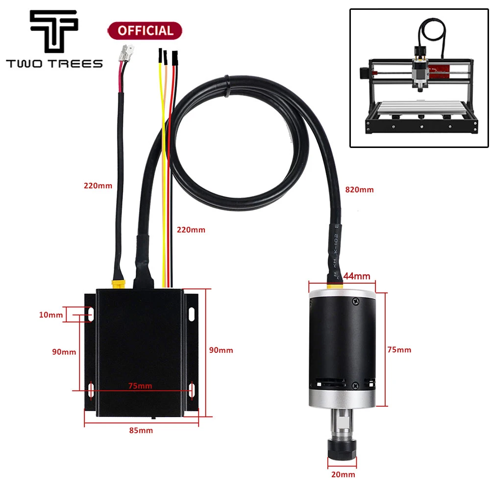 10000 Rpm Brushless DC Motor Kit 24V Drive Board with Cable Suitable for 3018 PRO CNC Engraving Machine Woodworking Engraver