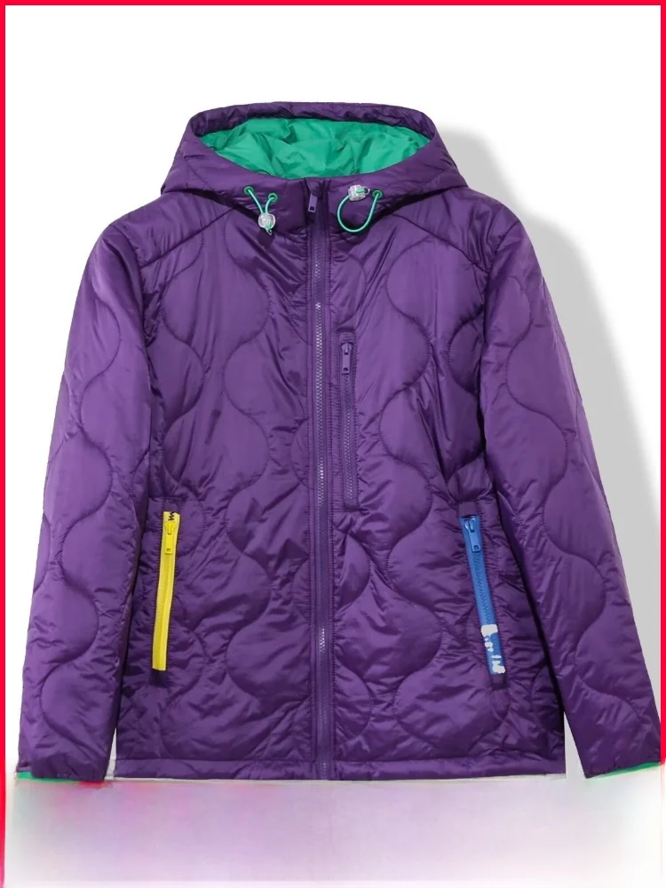 

Уличная хлопковая куртка с капюшоном для пар, легкая, модная, с цветовыми блоками, теплая, мужская и женская, трендовая, с полиэстеровым наполнителем