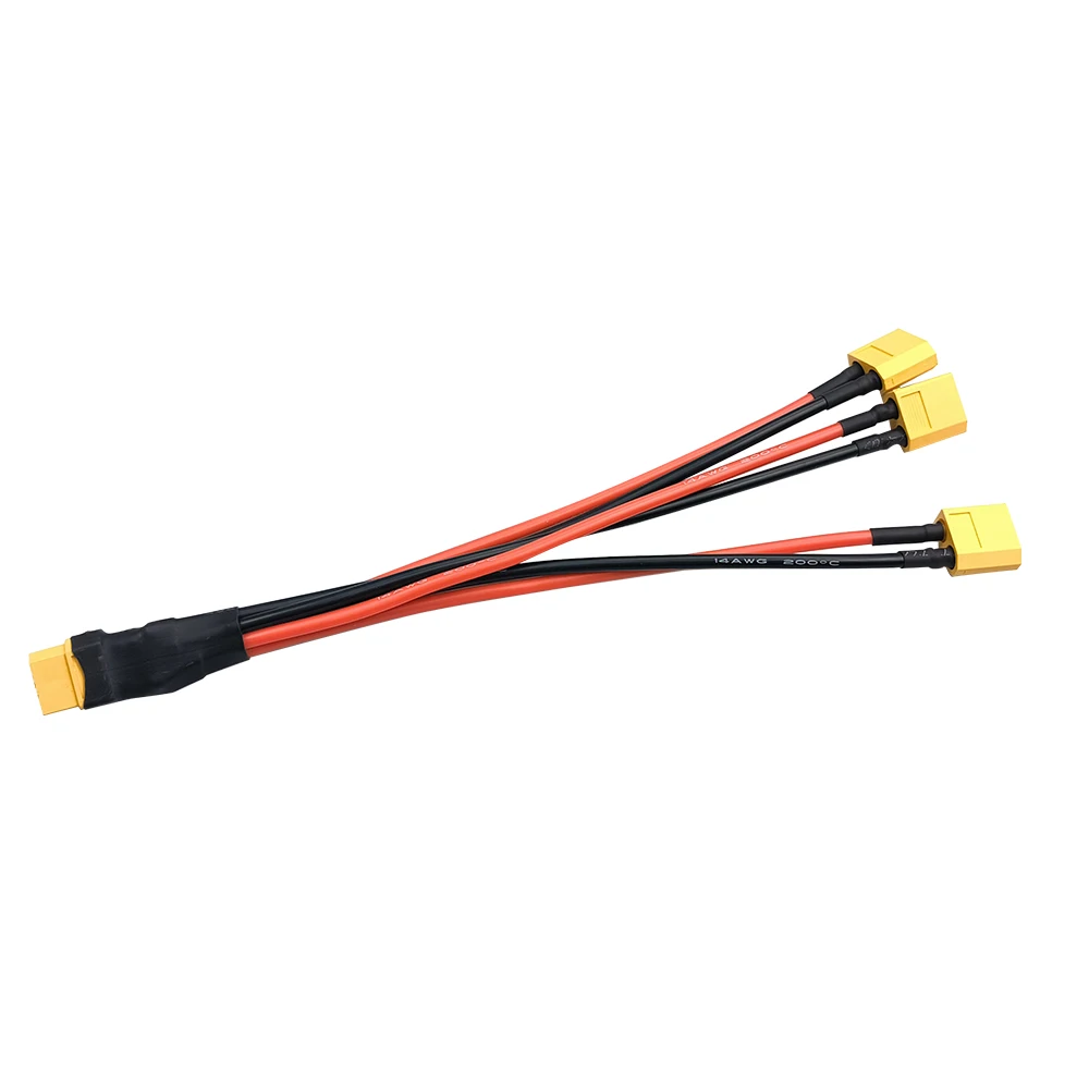 XT-60 Parallels Battery Plugs Male/Female Cable Dual Extension Y Splitter/ 3-Way connector 14AWG Silicone Wire for RC Battery