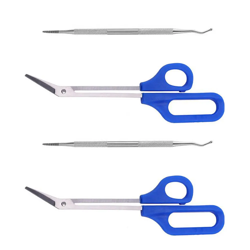 

2 комплекта маникюрных и педикюрных наборов с длинными ручками из нержавеющей стали для стрижки ногтей на руках и ногах, портативные, для салона и домашнего использования