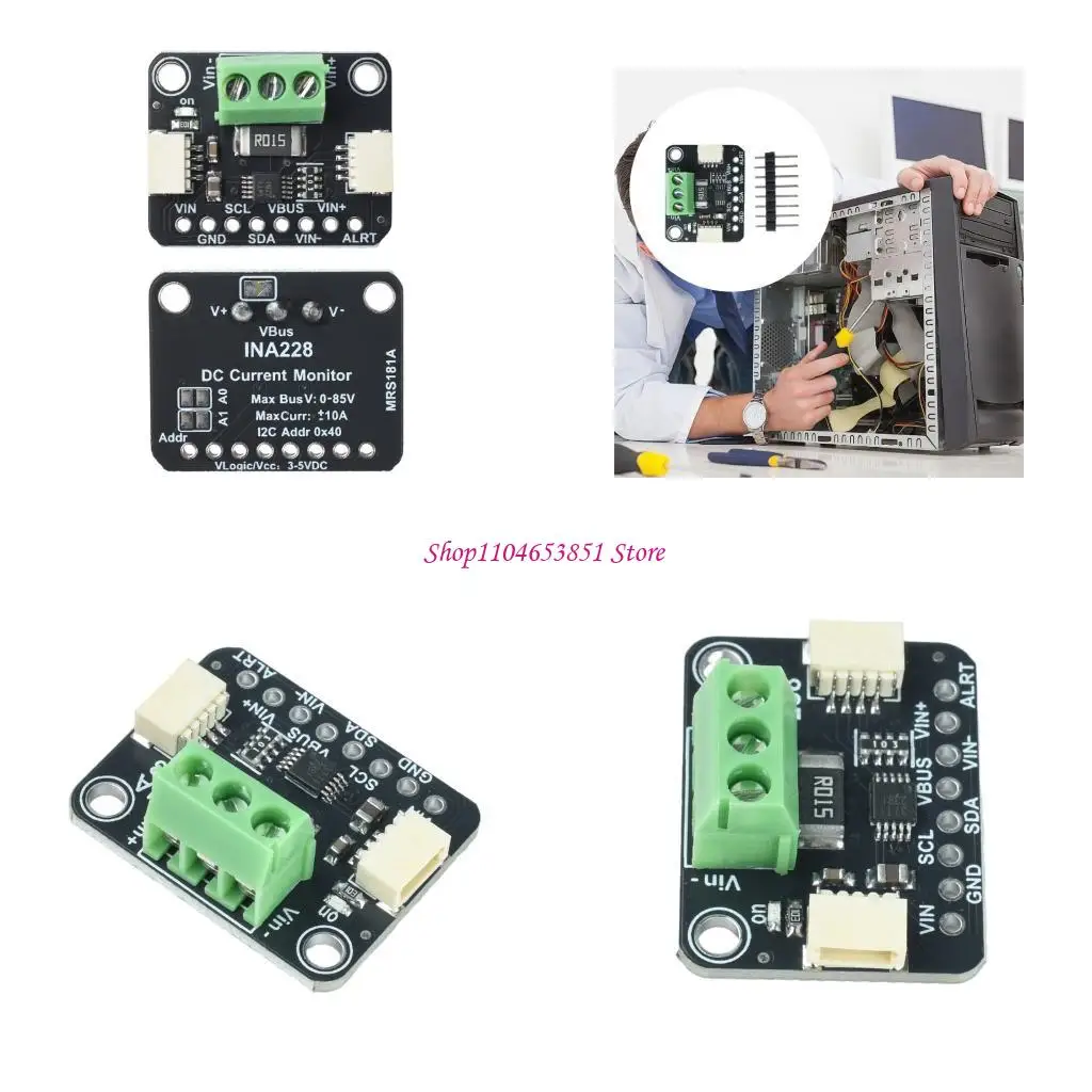 Current/Voltage Monitor Module with Printed Signal Names, I2C Add On Board for Development Wiring, Circuit Checks, and Classroom