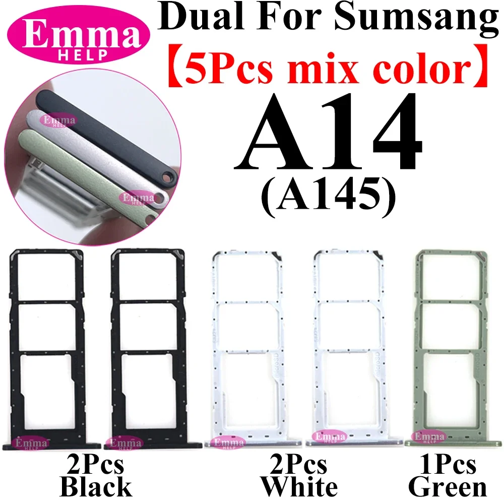 5Pcs Phone SIM Chip Holder Slot Adapter Drawer For Samsung A14 A13 A34 A54 A10 A20 A50 A30 A33 A53 A73 SIM Card Tray Holder Slot