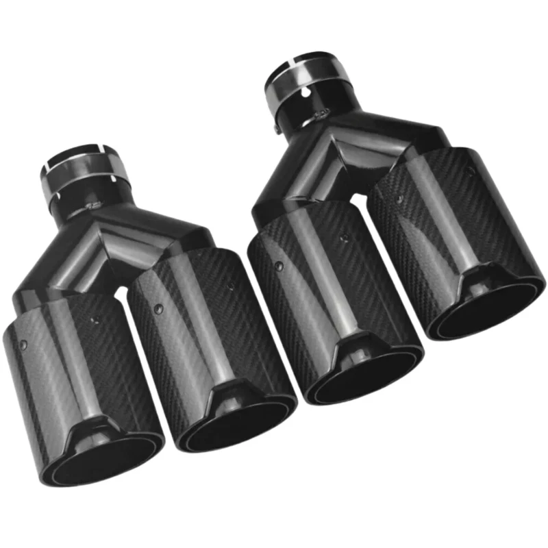 Carbon Fiber Tailpipe For BMW 63MM In 101MM Out Dual Exhaust Twin End Tips TailPipe Muffler Exhaust Pipe Tip Nozzle Exhaust Head