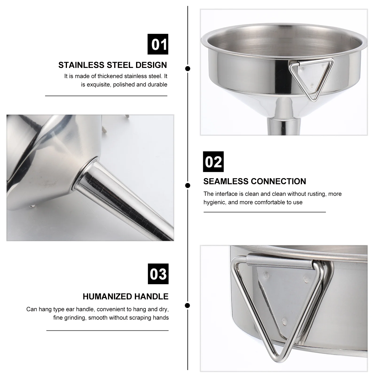 

Large Mouth Stainless Steel Funnel For Oil Wine Sauce Transfer Kitchen Bottle Filling Tool Home Cooking Accessory