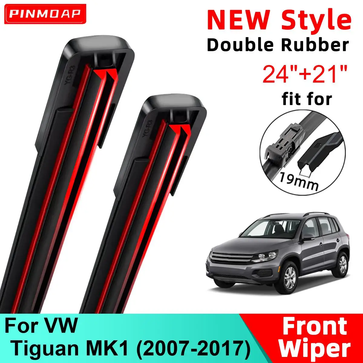 For VW Tiguan MK1 2007 2008 2009 2010 2011 2012 2013 2014 2015 2016 Front Wiper Blades 24\