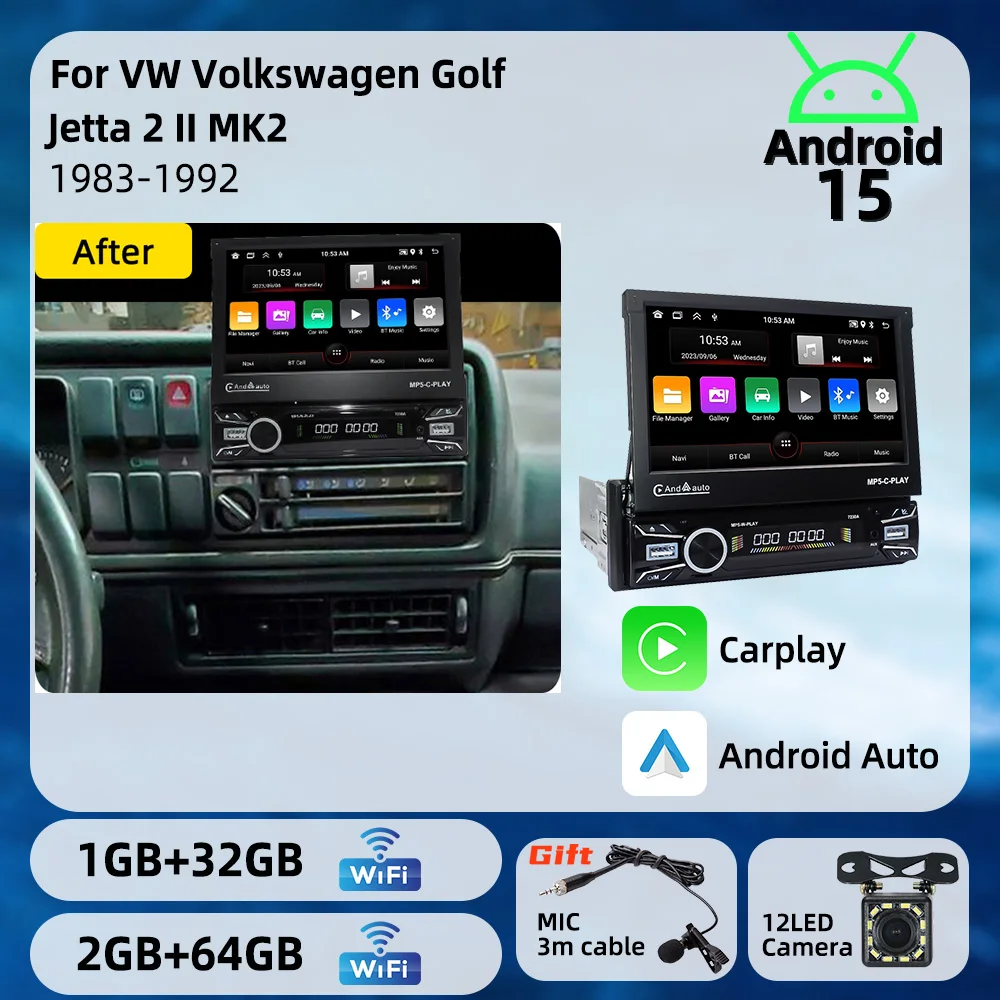 Car Stereo Android for VW Volkswagen Golf Jetta 2 II MK2 1983-1992 1 Din 7