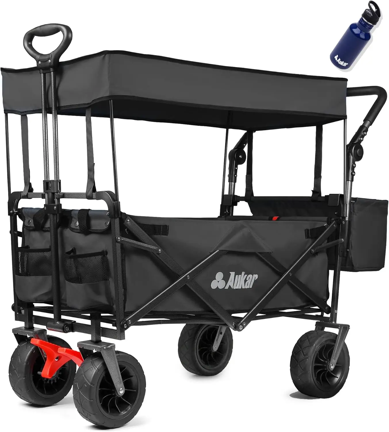 

Collapsible Canopy Wagon - Heavy Duty Utility Outdoor Garden Cart - with Adjustable Handles, for Shopping, Picnic, Camping