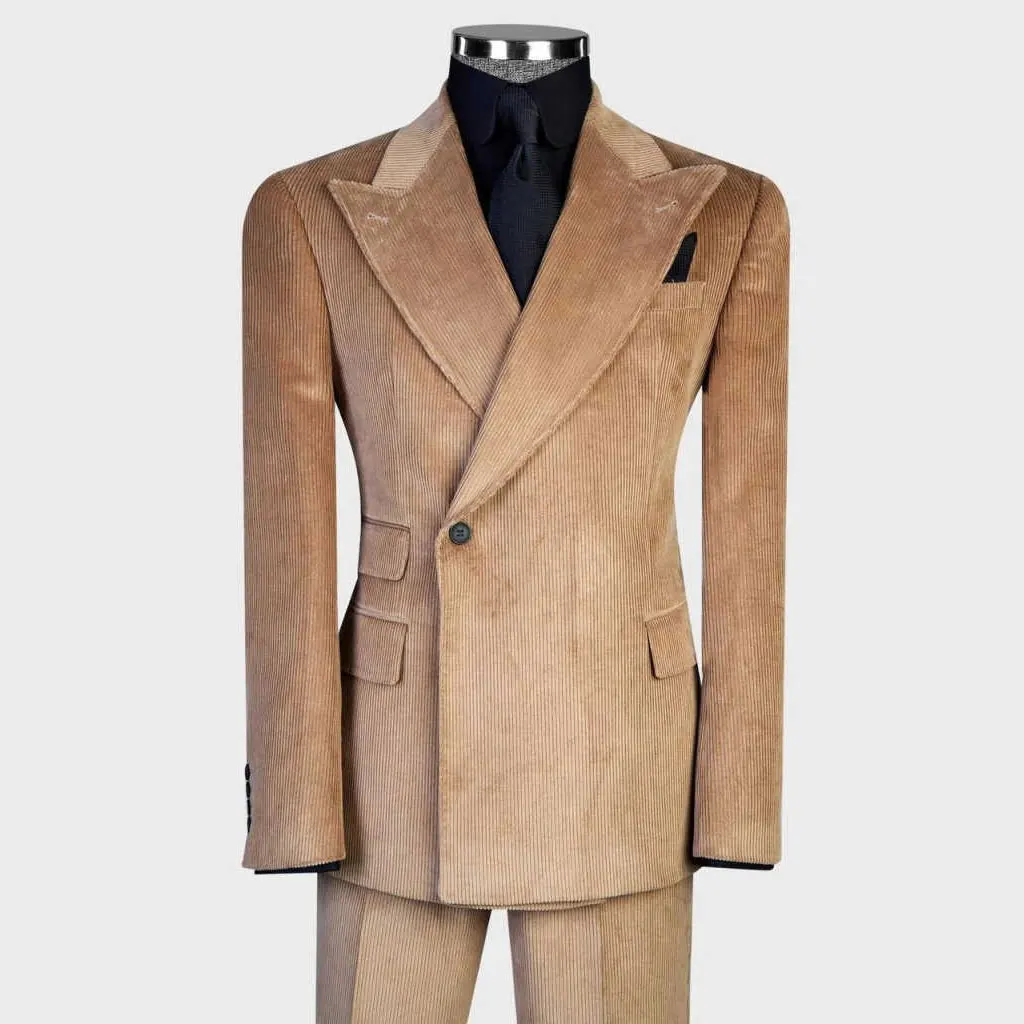 

Winter Wedding Men Suit Velvet Business Wear Tailor-Made Gentleman Tuxedo 2 Pcs Coat Pants Party Singer Groom Suits Customized