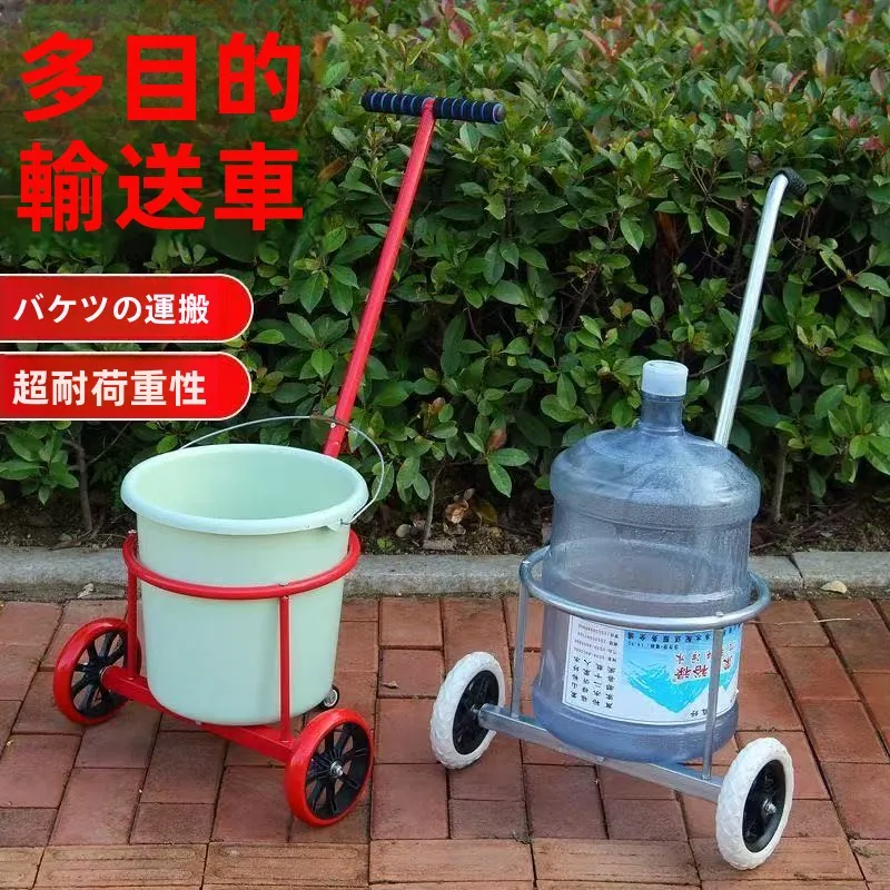 manual-rural-trash-cart-versatile-hand-pulling-dirt-water-emptying-small-push-cart-water-buckets-special-small-push-cart