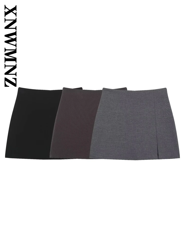 

XNWMNZ 2025 Summer New Woman's Chic Side Zipper Bottoms Skirt Pants Edgy Female Solid Color High Waist Regular Fit Short Pants