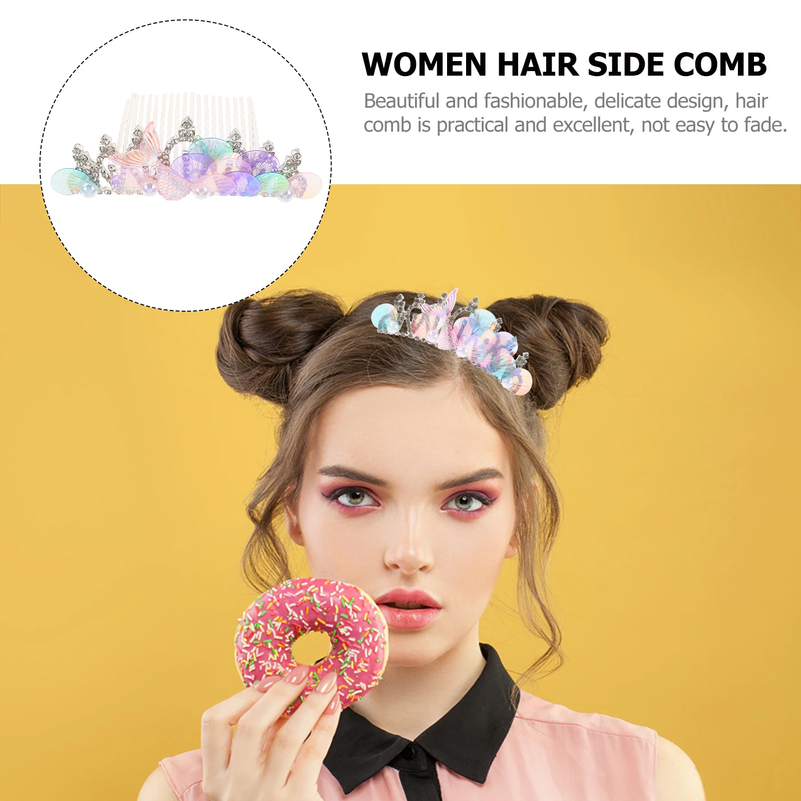 

Rhinestone Hair Accessories Women Side Combs Decorative Hair Combs Accessories Not Fade Practical Excellent Workmanship