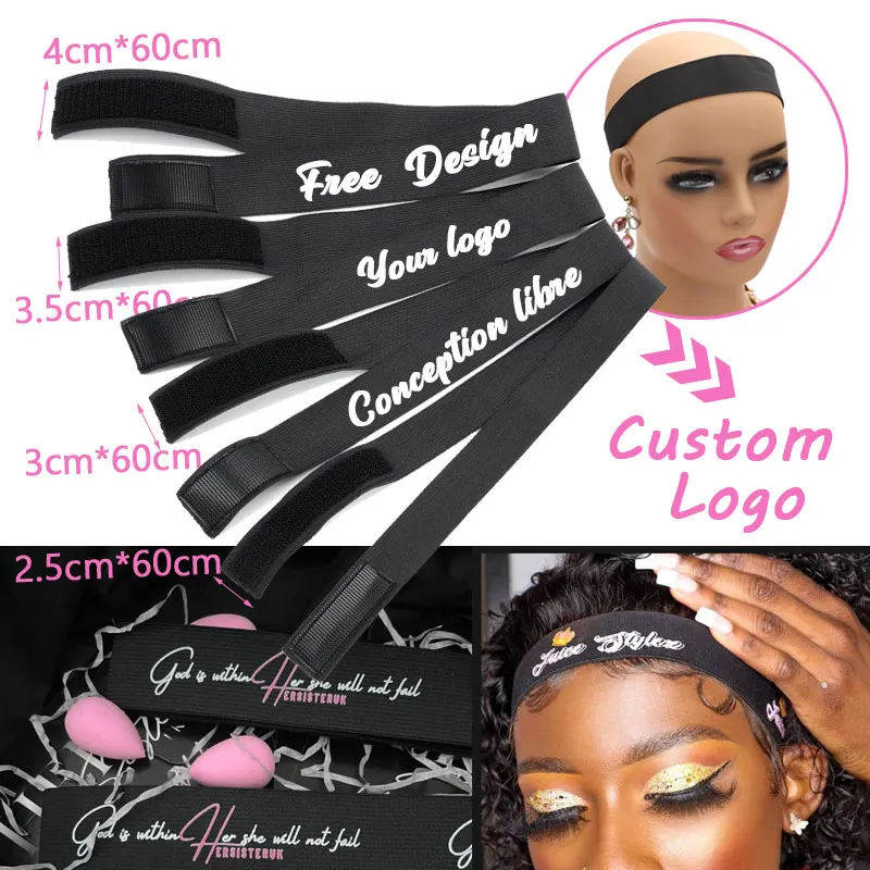 Edge Melt Band for Lace Wigs 2.5-4cm Wide Elastic Band with Custom Logo for Laying Lace Edge Slayer Hair Band and 1pc Edge Brush