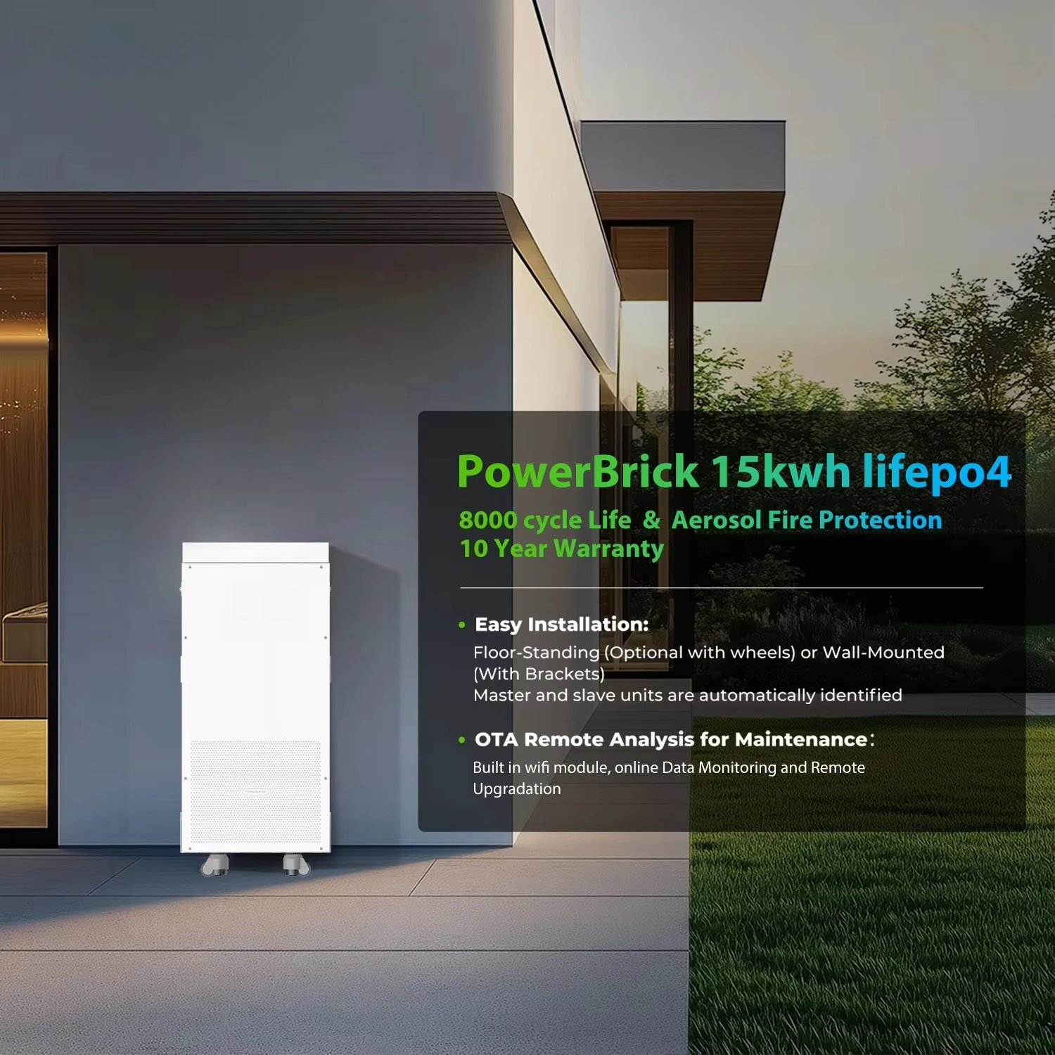 Dyness Powerbrick 15kw sistema solar híbrido 51.2V 280AH bateria de fosfato de ferro e lítio para sistema de energia solar armazenamento de energia doméstica