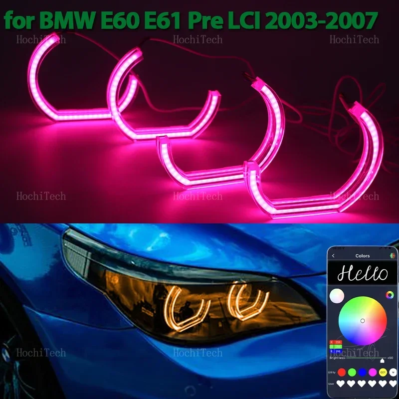 

DTM Car-styling multi-colored RGB App control LED Rings Light for BMW E60 E61 520i 525i 530i 540i 545i 550i M5 Pre LCI 2003-2007