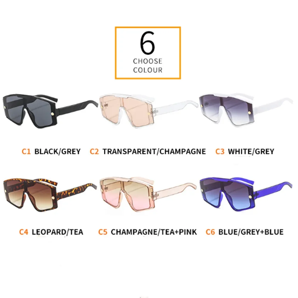 Fashion Female Square Sunglasses For Women  Siamese Oversized Frame Vintage Shades Sun Glasses Luxury Brand Design Eyewear UV400