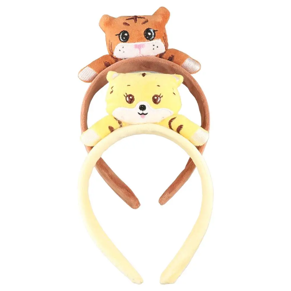 Cartoon Tiger Plush Doll Hair Hoop Elastic Hair Ties Plush Hair Rope Tiger Headbands Korean Style Hair Bands Tiger Hair Ropes