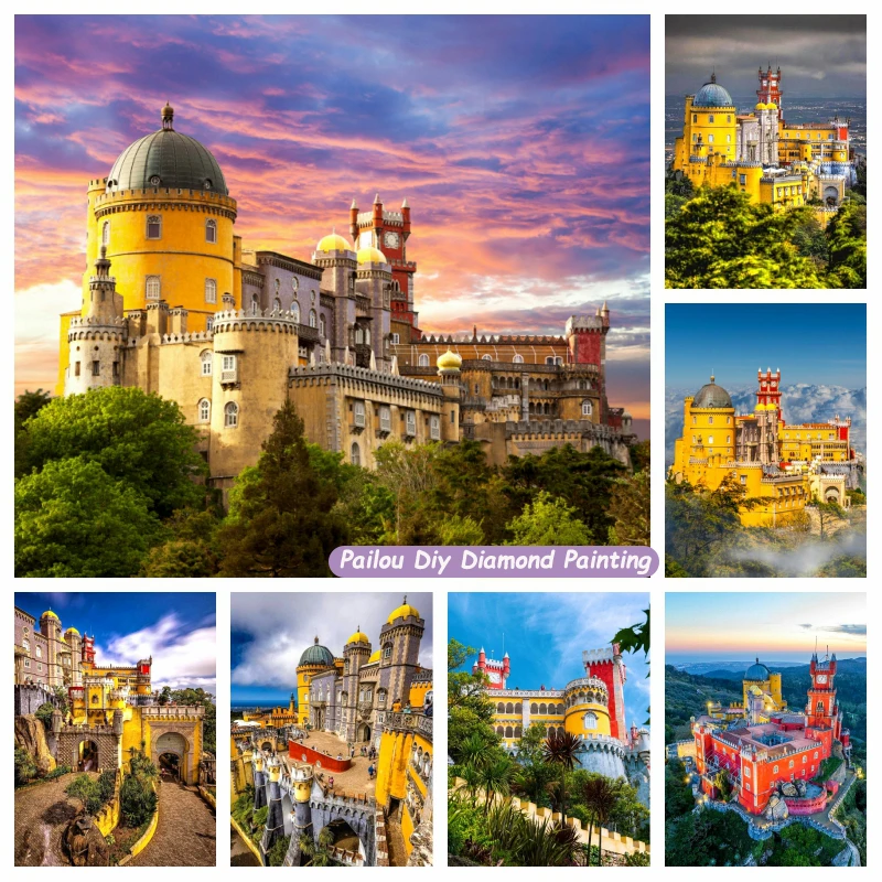 

Sintra Palacio Da Pena Castle Landscape 5d Diamond Painting Art Portugal National Palcae Scenery Mosaic Cross Stitch Home Decor