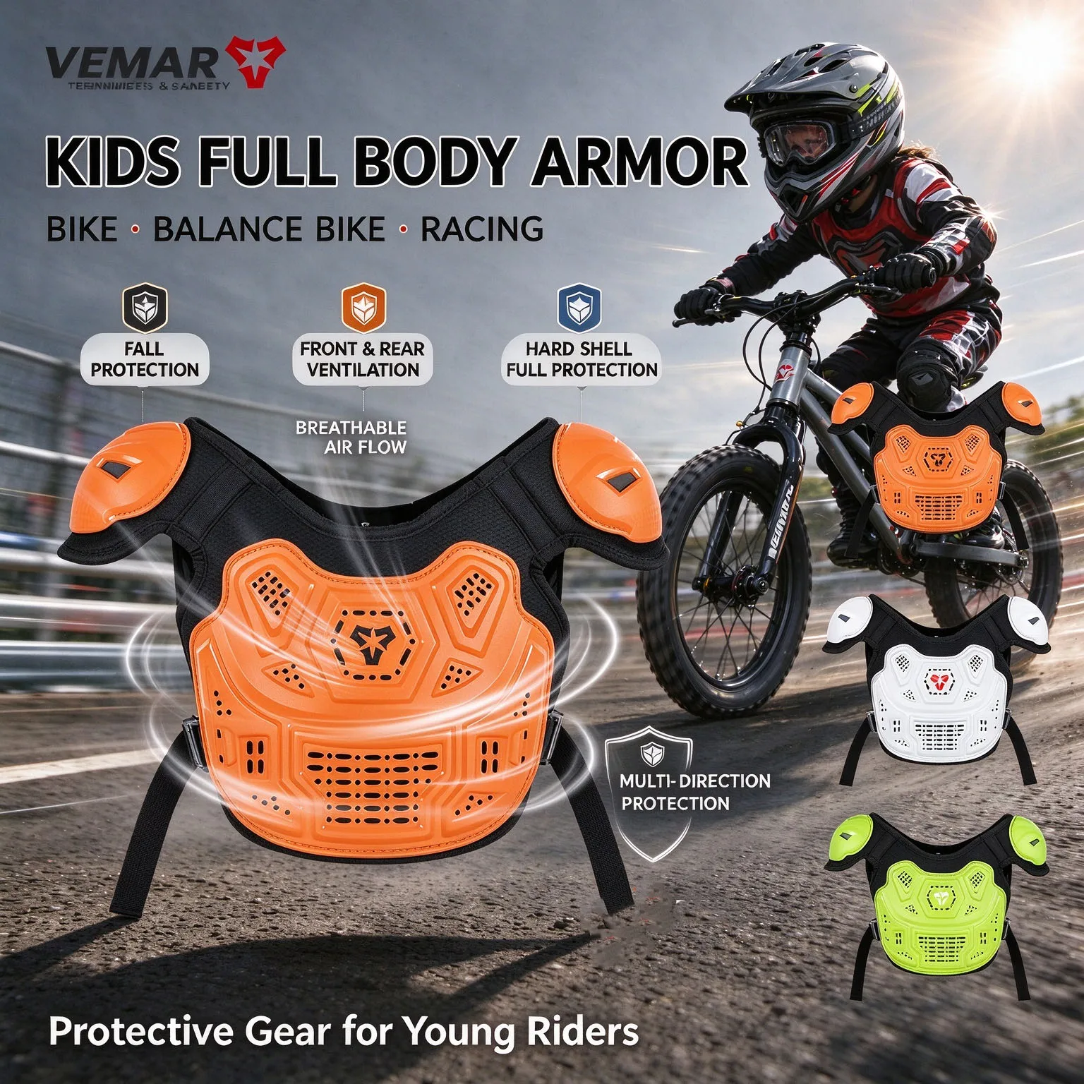 Anti-Impact Kids Full Body Armor Motocross Off-Road Protective Vest Suit with Knee & Elbow Guards for Boys and Girls 5-8 Years