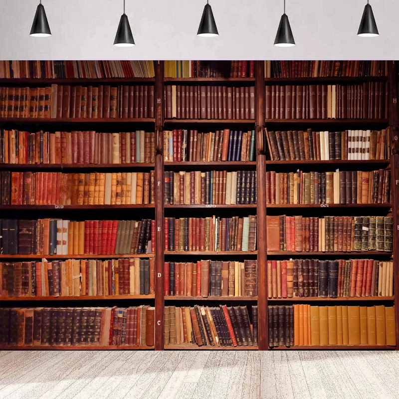 

Деревянная книжная полка фон для фотосъемки винтажная библиотека деревянный книжный шкаф коллекция фотокниг Декор для вечеринки фон настенный постер