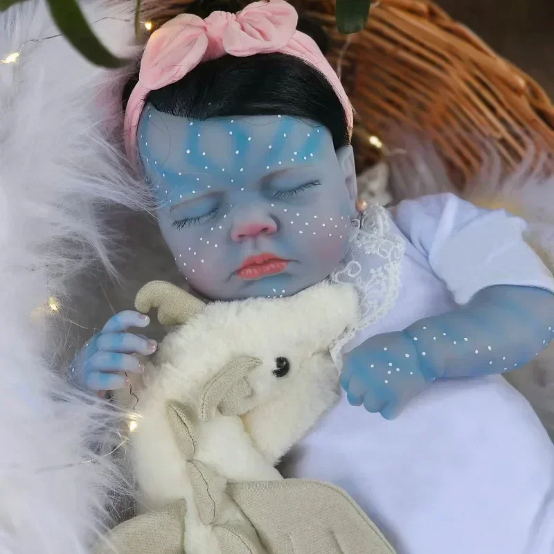 48cm Already Painted Finished Reborn Sleeping Baby Doll Loulou Lifelike Soft Touch 3D Skin Hand Painted Multiple Layer