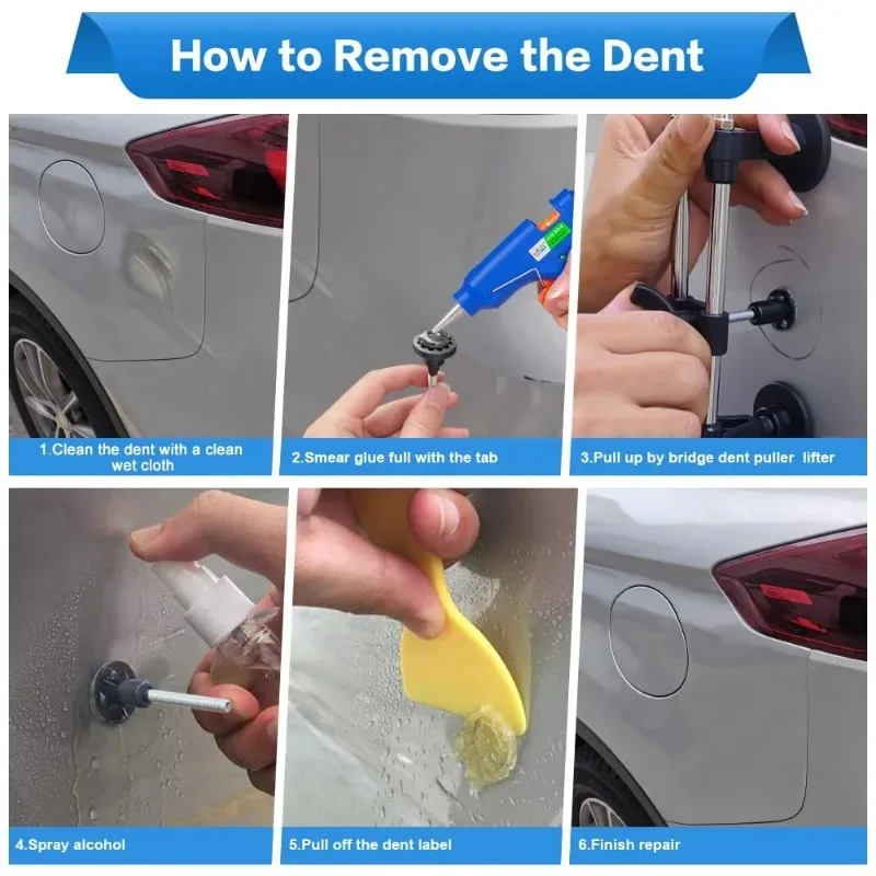 أداة إصلاح دنت السيارة تأثير كريتر حائل ل 1 مجموعة كريتر إصلاح غير مصبوغ طقم تصليح دنت كفاءة جسر أداة مجموعة مجتذب طوقا