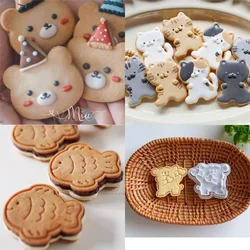 Cute Graffiti Abstract Cartoon Bear Cookie Cutter 3D DIY Cat Fish Dog Biscuit Cookie Mold Baking Tool Fondant Cake Stamp Mold