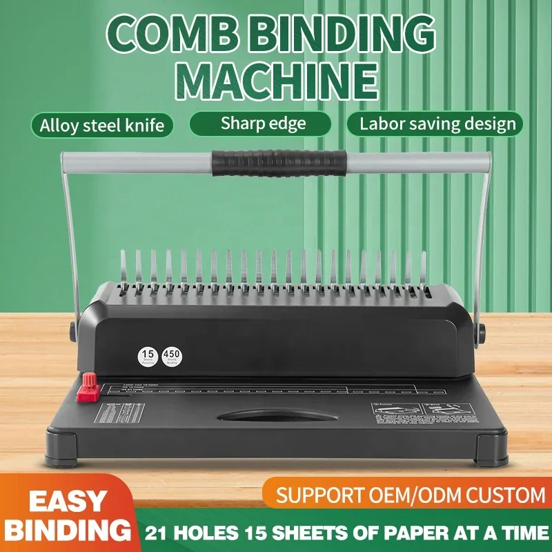 for Manual 350 Sheets A4 297mm Letter Size Book 21 Hole Plastic Comb Binding Machine