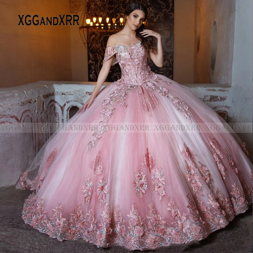 Pink Princess Quinceanera Dresses 2024 Sexy Deep V Neck Ball Gown Sweet 16 Long Train Vestidos 15 Anos Custom Made Pageant Miss