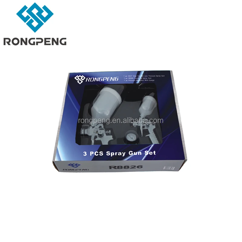 HVLP Spray Guns R8826 RongPeng Gravity Feed Spray Gun Kit with 2-piece,1.4mm,1.0mm