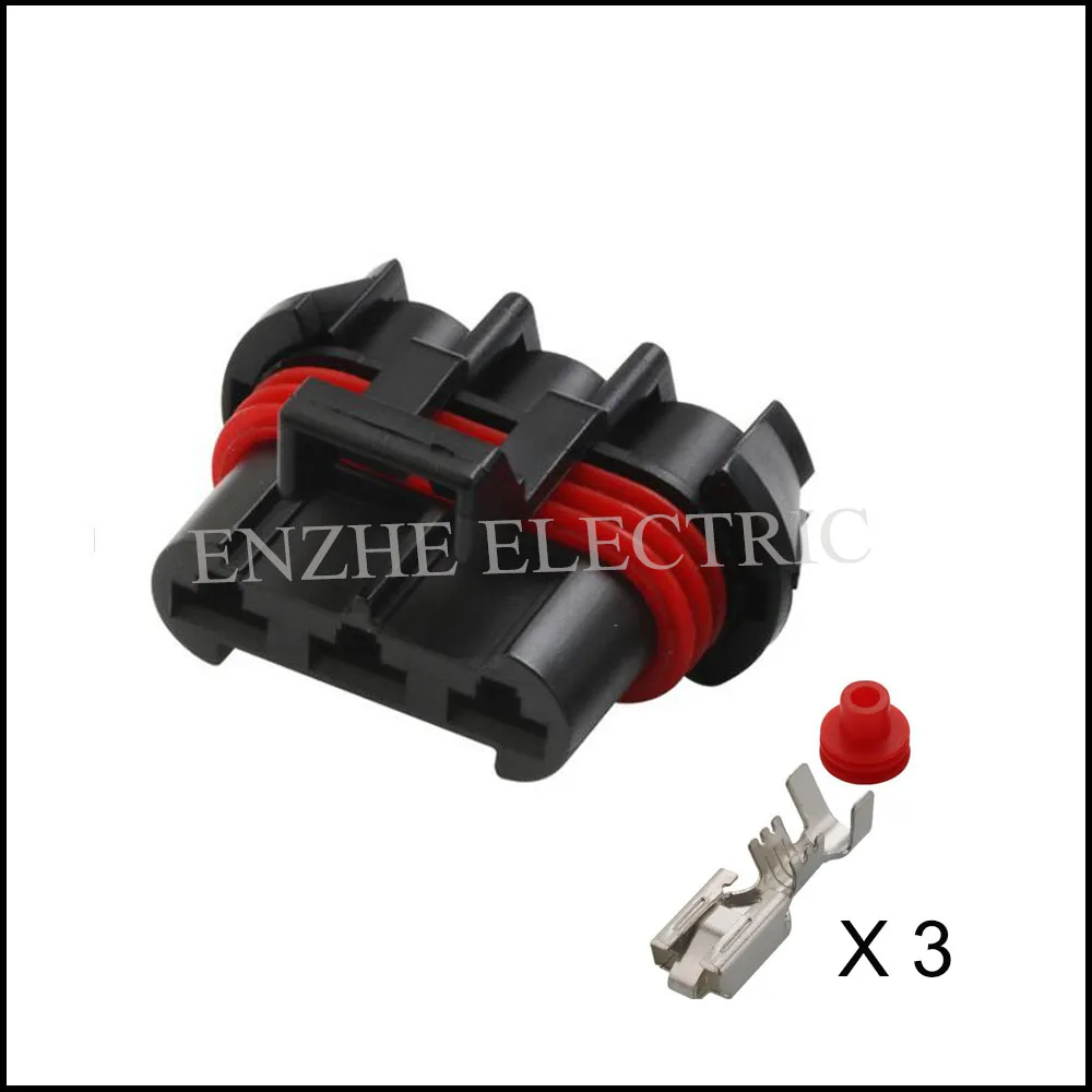 100Set 1j0906443 1j0906233 Auto Waterdichte Kabel Connector 3 Pin Auto Plug Famale Male Socket Inclusief Terminal Afdichting