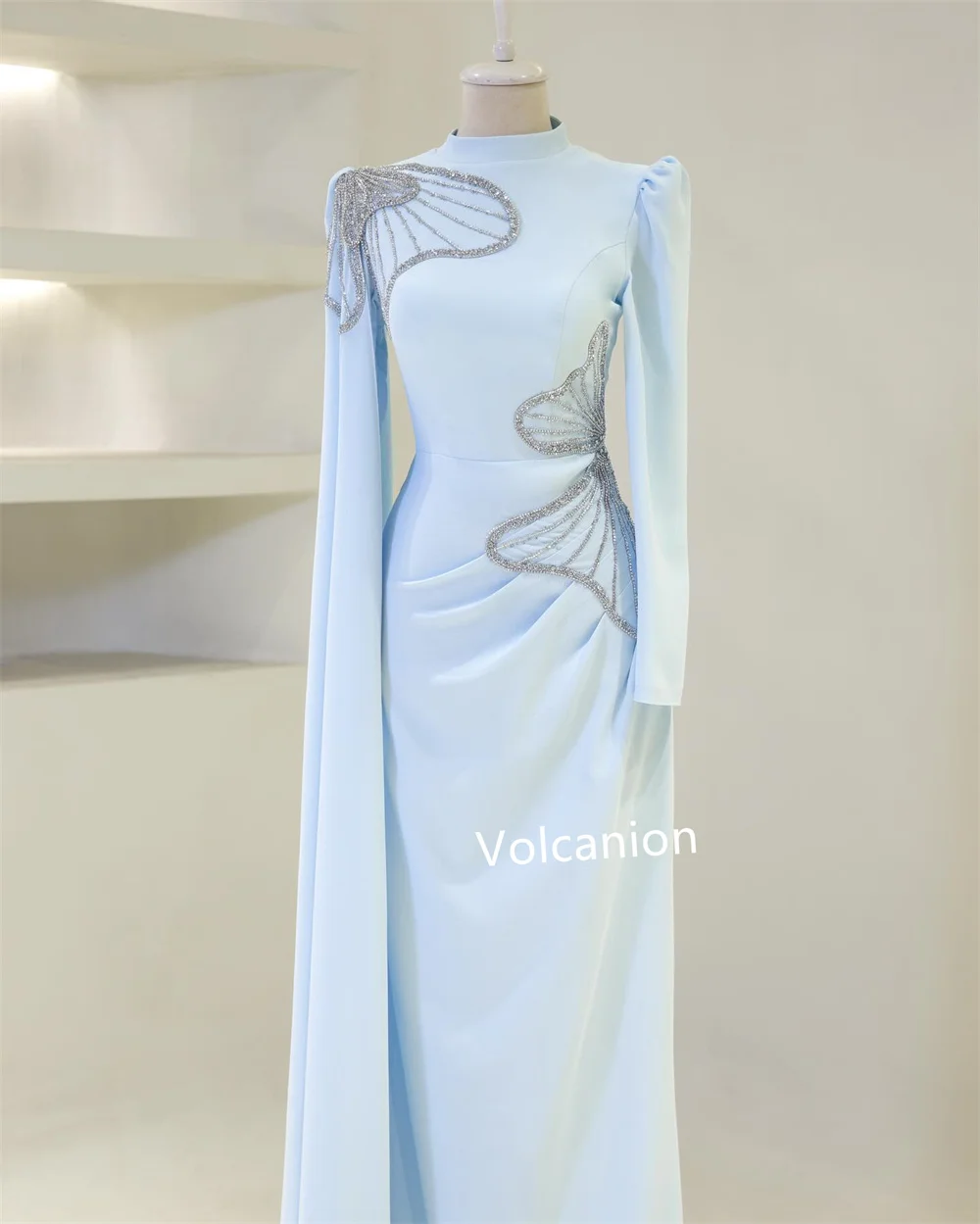 ที่กําหนดเองชีฟองรูปแบบSequined SheathคอสูงMidiชุดBespokeโอกาสพรหมParty Elegantคุณภาพ