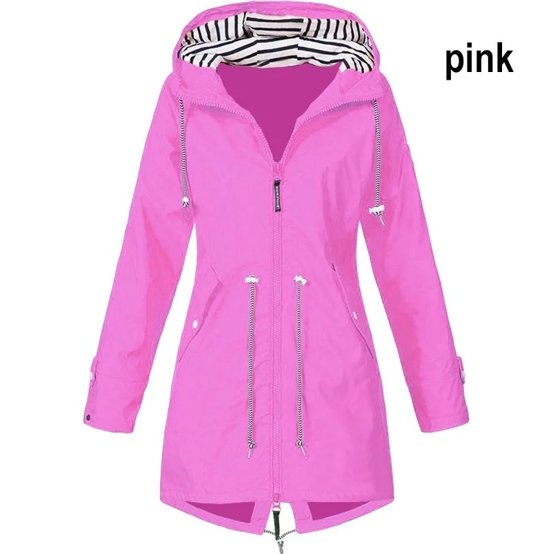 5 Colors Women Outdoor Waterproof Rain Jacket Casual Loose Hooded Windproof Windbreaker Climbing Coats For All Seasons