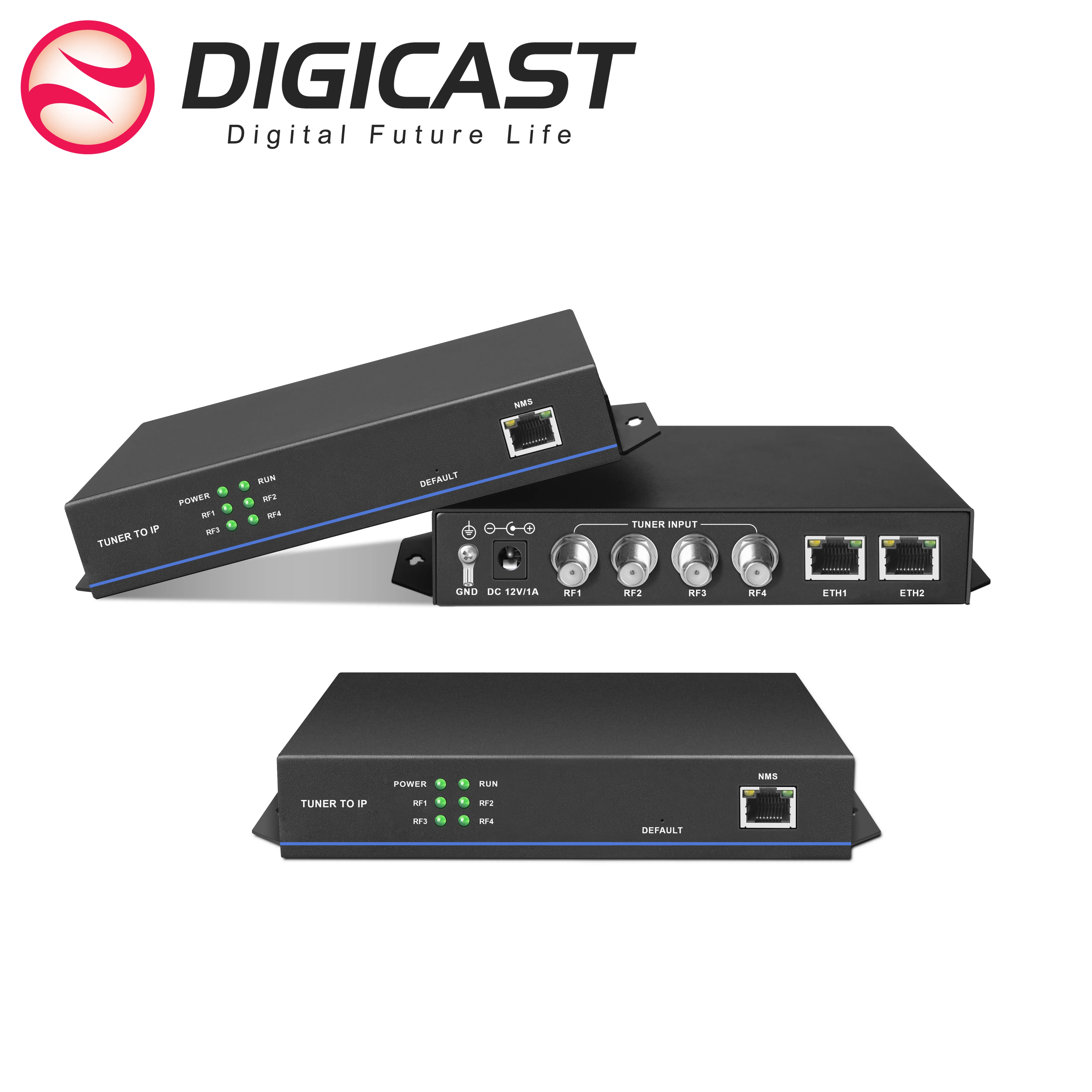 Digicast 4 channel FTA Satellite TV Receiver 4*DVB-S/S2 IP(SPTS) IPTV & OTT professional receiver