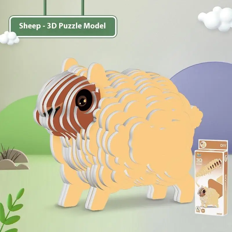 1 セット子供教育モンテッソーリおもちゃ面白い DIY 手動組み立て三次元モデル動物 3D 紙パズルおもちゃ少年少女のため