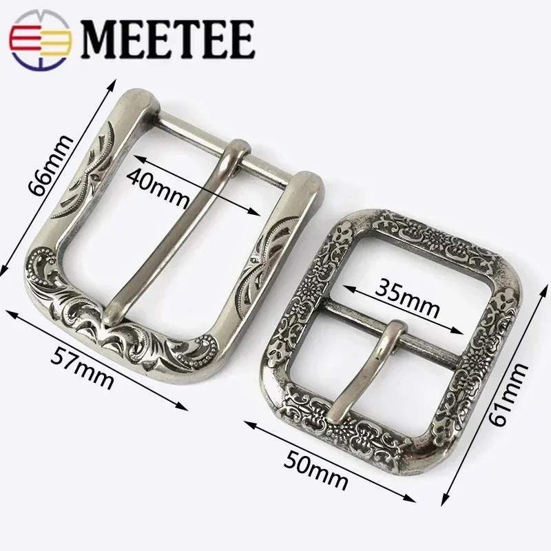 Meetee 2/5Pcs 35/40mm Retro Belt Buckle Metal Pin Buckles Head Leather Crafts Belts Clasp Decoration Hardware Accessories