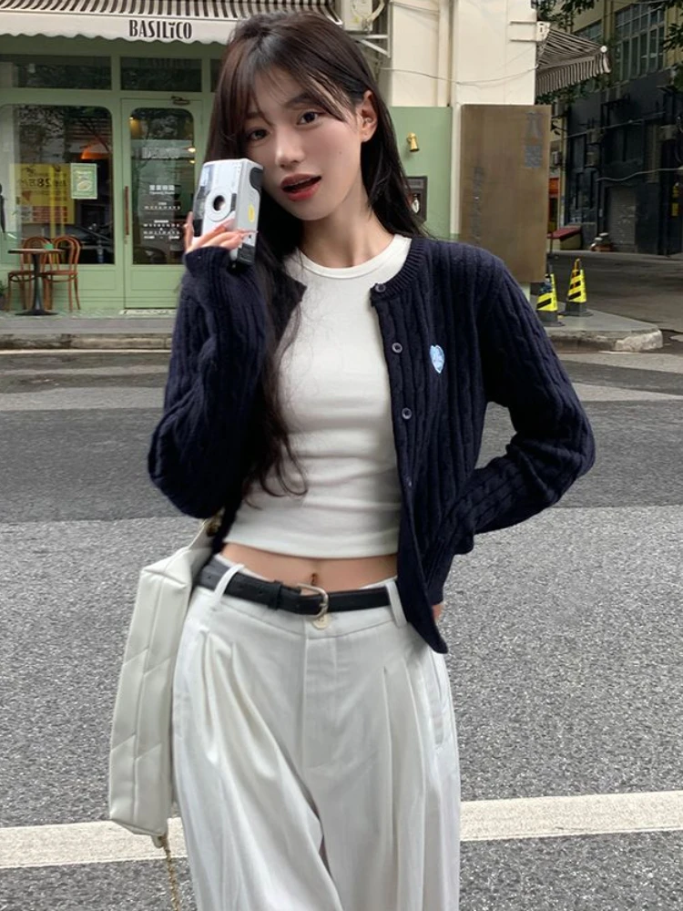 Preppy Style Cardigan Women Solid Autumn Simple Knitted All-match Elegant Korean Special Hotsweet Soft Classic Ladies Popular