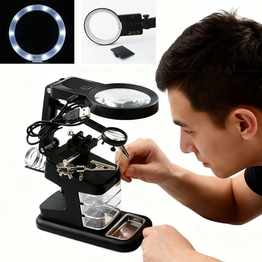 

Многофункциональная паяльная станция со светодиодной лупой, паяльная ручная паяльная станция, инструменты для ремонта третьей руки