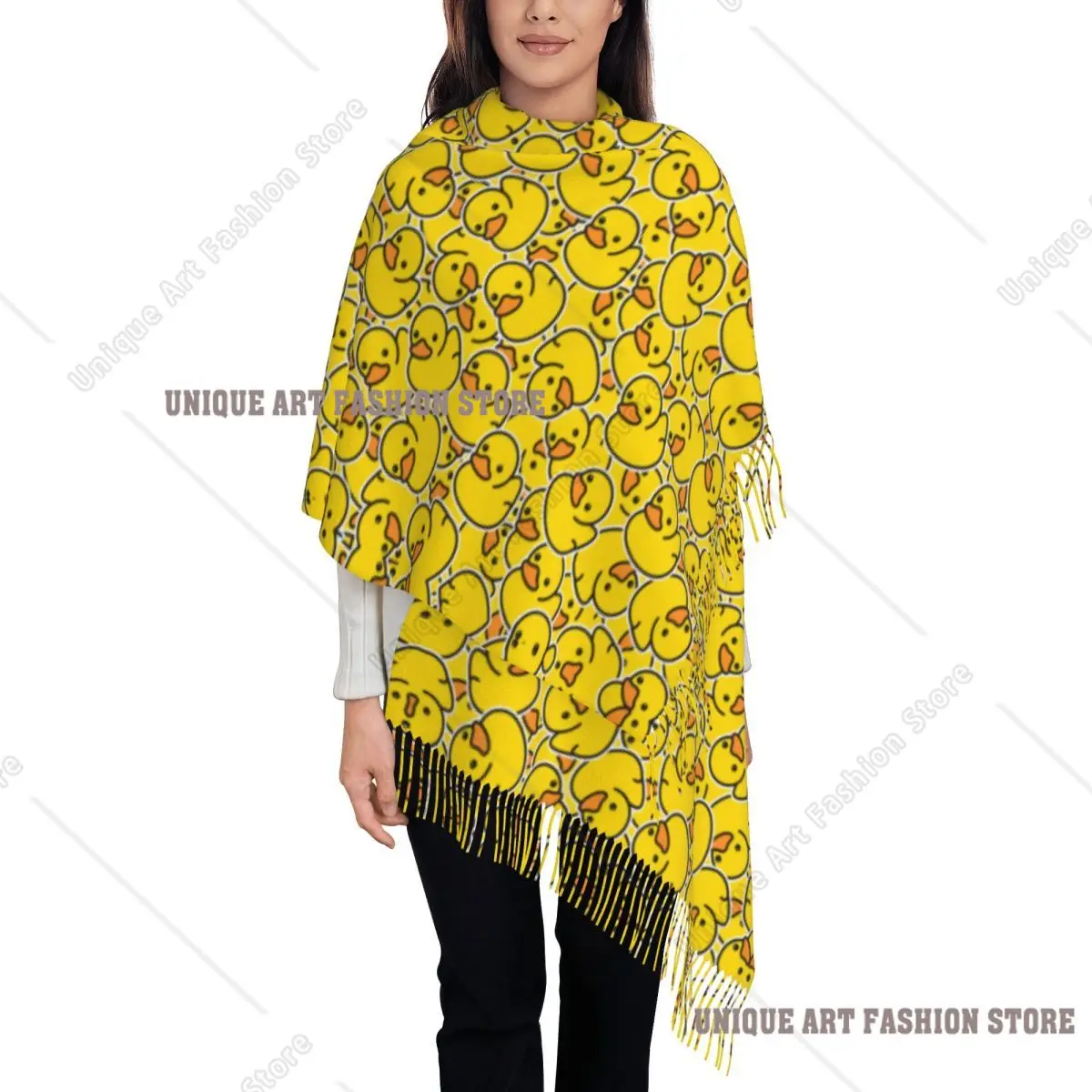 

Желтый классический резиновый шарф с кисточками на заказ, женский мягкий шаль, женские зимне-осенние шарфы