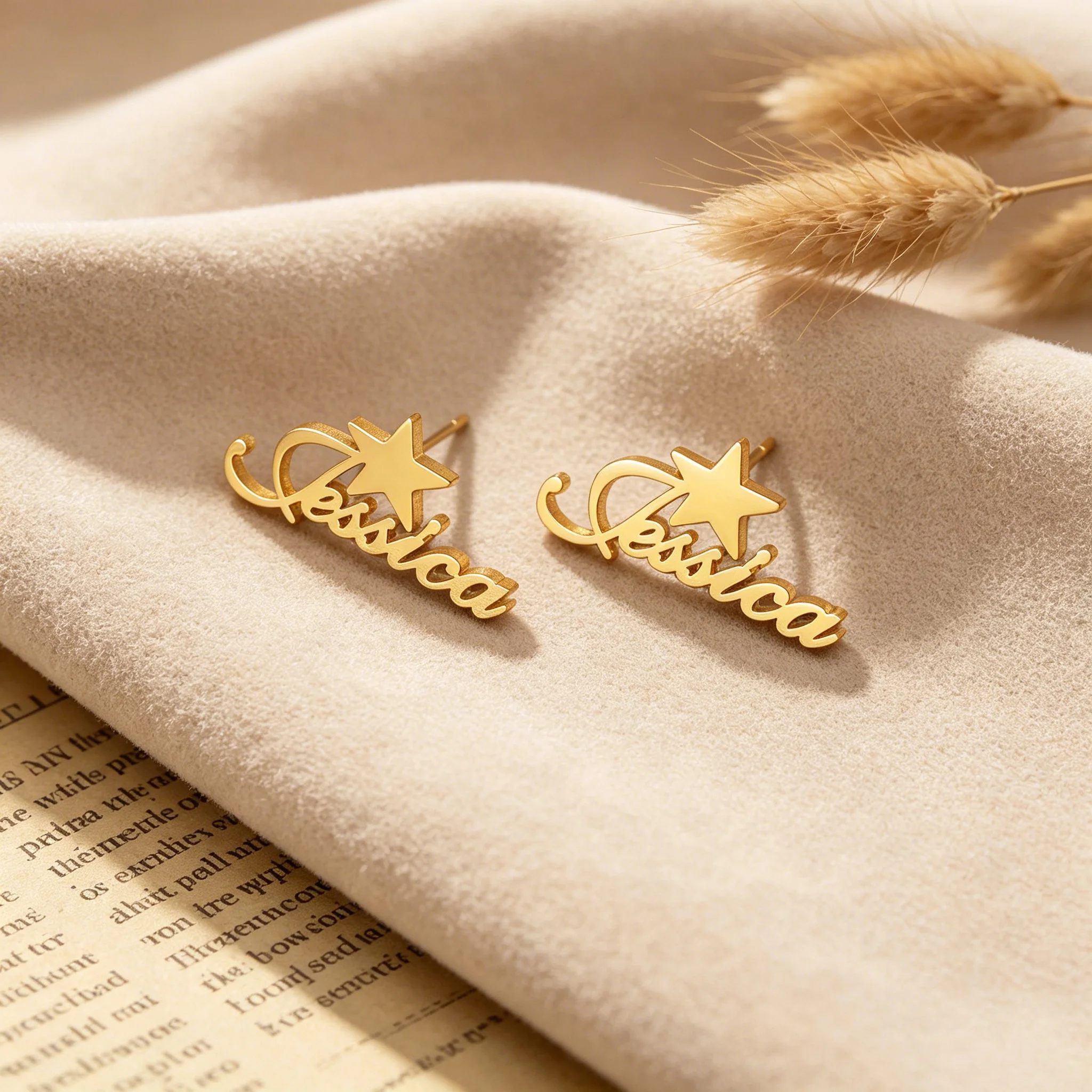 Haiyufly Custom Name Stud Earring for Women Girls Personalized Script Letter Earrings Stainless Steel Mother Kids Jewelry Gift view 3