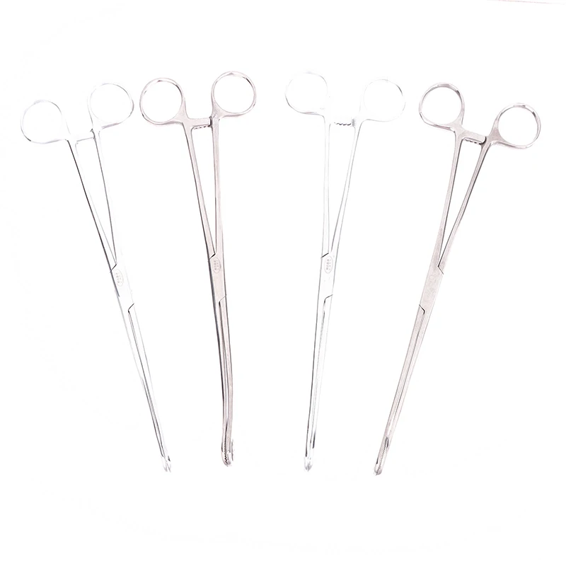 1pc Sponge Forceps Straight/Curved Serrated Jaws Stainless Steel Dental Forceps Instrument