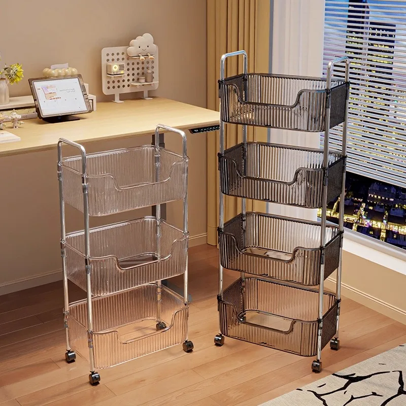 

Snack rack Floor-to-ceiling multi-layer removable trolley Cosmetics cabinet Bedroom living room storage rack