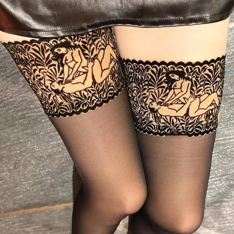 Women Sexy Erotic Lace Top Anti-slip Silicone Hold Up Thigh High Stockings For Sex Games Pole Dance Nightclub Party Thigh Socks image 6