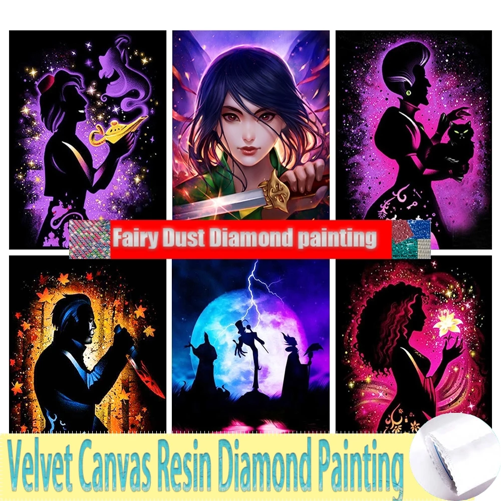 Cartoon Mosaic Fairy Dust Resin Diamond Painting Disney Fantasy Princess Classic Tale Embroidery Wizard Hua Mulan Cross Stitch