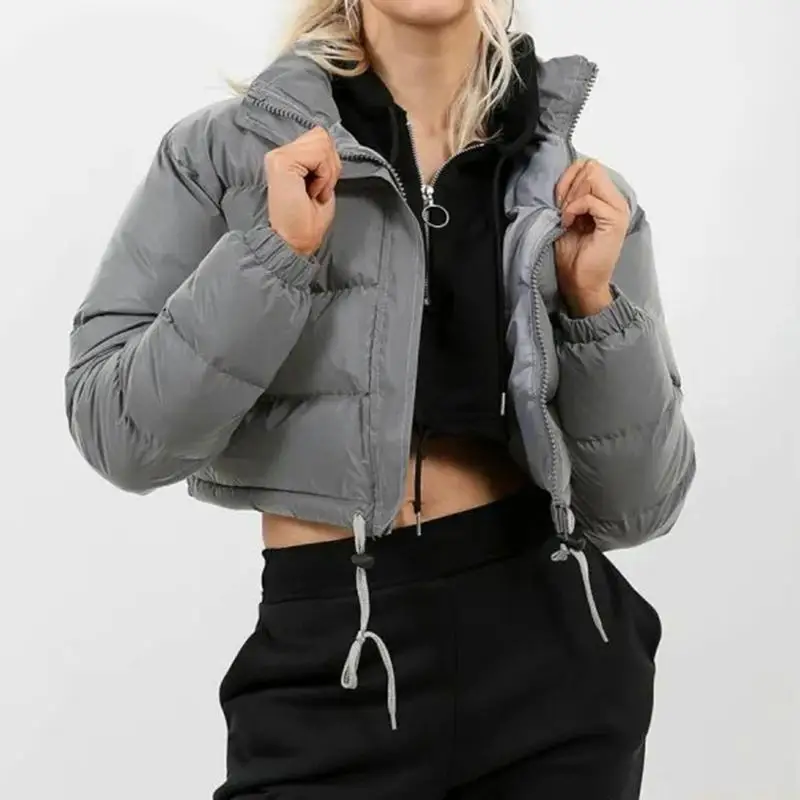 31BF Thickened Winter Puffer Long Sleeved Zipper Waist Drawstring Designed