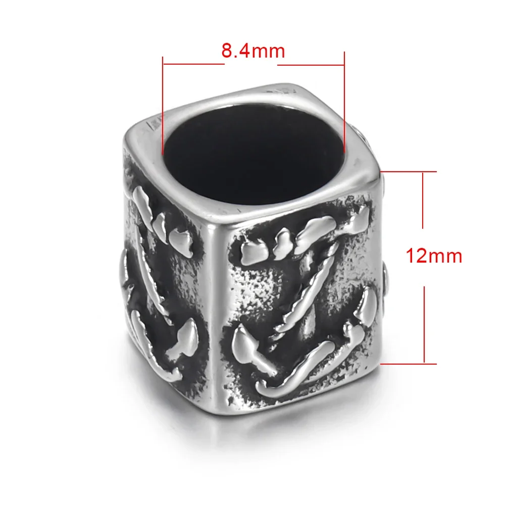 Stainless Steel Cuboid Bead Anchor 8mm Large Hole Beads Polished Metal Charms Accessories DIY Bracelet Jewelry Making