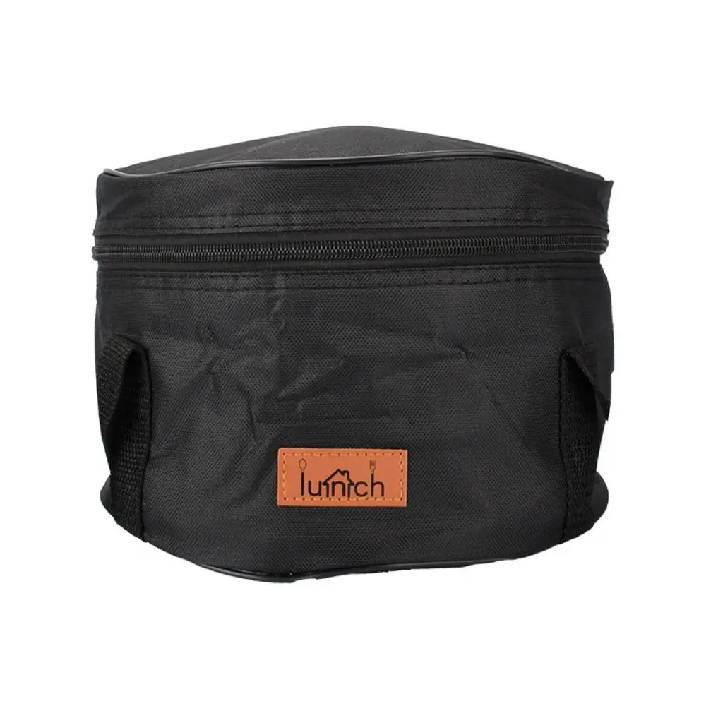 

Round Camping Storage Bag Cookware Handbag Portable Cookware Thermal Bag for Lunch Solid Color Dinnerware Container