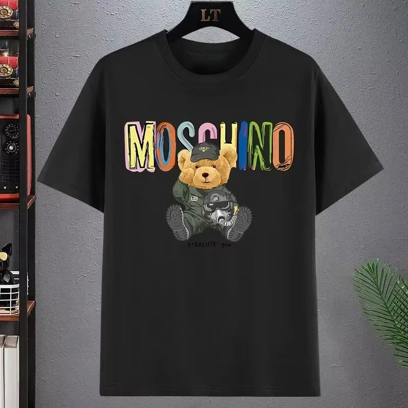 2026 Fashion Bear Printed Brand Summer Pattern High Quality Loose Short sleeved Men's Couple T-shirt