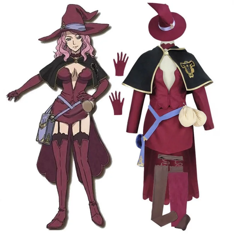 Disfraz de Cosplay de Black Clover Vanessa Enoteca, Conjunto Completo de Túnica Mágica de Bruja, Disfraz de Anime Japonés para Fiesta de Halloween para Mujer