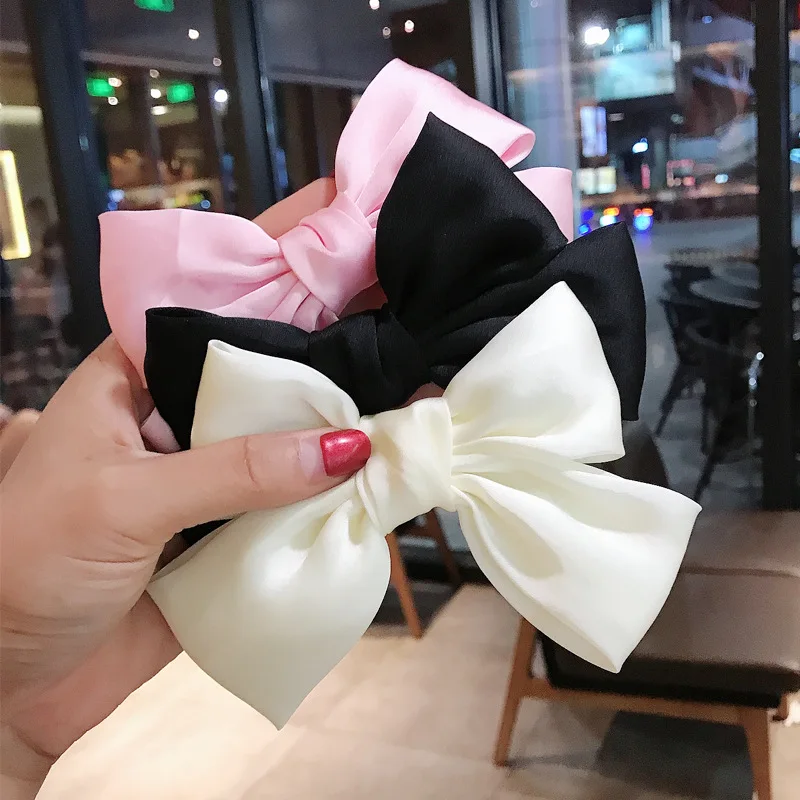 Women Chiffon Big Bowknot Hair Clips Ribbon Hairpins Scrunchies Barrettes Bows Headband Hairclip Girls Hair Accessories